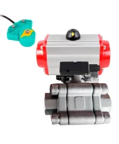 Кран шаровой DN.ru BV3232P(3pc)-FP-SW-ISO-H Ду100 Ру63 полнопроходной, корпус - нержавеющая сталь SS316, под приварку, с пневмоприводом PA-DA-105, пневмораспределителем 4М310-08 24В, магнитным переключателем ALS200D