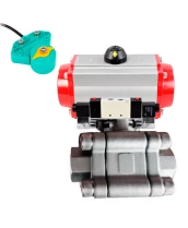 Кран шаровой DN.ru BV3232P(3pc)-FP-SW-ISO-H Ду100 Ру63 полнопроходной, корпус - нержавеющая сталь SS316, под приварку, с пневмоприводом PA-DA-105, пневмораспределителем 4V320-10 220В, магнитным переключателем ALS200D