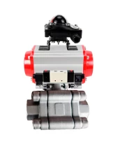 Кран шаровой DN.ru BV3232P(3pc)-FP-SW-ISO-H Ду100 Ру63 полнопроходной, корпус - нержавеющая сталь SS316, под приварку, с пневмоприводом PA-DA-105, пневмораспределителем 4V320-10 220В, БКВ APL-210N