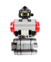 Кран шаровой DN.ru BV3232P(3pc)-FP-SW-ISO-H Ду100 Ру63 полнопроходной, корпус - нержавеющая сталь SS316, под приварку, с пневмоприводом PA-SA-160, пневмораспределителем 4V320-08 220В, БКВ APL-510N EX