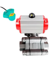 Кран шаровой DN.ru BV3232P(3pc)-FP-SW-ISO-H Ду40 Ру63 полнопроходной, корпус - нержавеющая сталь SS316, под приварку, с пневмоприводом PA-SA-105, магнитным переключателем ALS200D