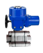 Кран шаровой DN.ru BV3232P(3pc)-FP-SW-ISO-H Ду80 Ру63 полнопроходной, корпус - нержавеющая сталь SS316, под приварку, с 1/4-оборотным электроприводом QT-N-020M-O2-380VAC-У1 с моментной муфтой и штурвалом