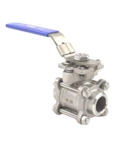 Кран шаровой DN.ru BV3232P(3pc)-FP-W-ISO-H Ду20 Ру63 полнопроходной, трехсоставной, корпус - нержавеющая сталь 316, уплотнение - PTFE, под приварку, с рукояткой, ISO-фланцем, WDVF