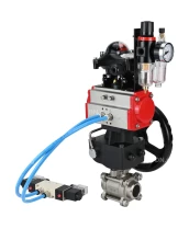 Кран шаровой DN.ru BV3232P(3pc)-FP-W-ISO-H WDVF Ду25 Ру63 полнопроходной, трехсоставной, нерж. сталь 316, уплотнение - PTFE, под приварку, с пн.приводом PA-DA-052, пн.распределителем 4V320-08 220В, БКВ APL-210N, руч. дублером MON1-250-T26-ISO, БПВ AFC2000