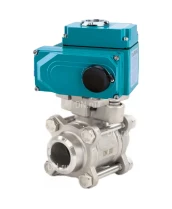 Кран шаровой DN.ru BV3232P(3pc)-FP-W-ISO-H WDVF Ду15 Ру63 полнопроходной, трехсоставной, корпус - нержавеющая сталь 316, уплотнение - PTFE, под приварку, с 1/4-оборотным электроприводом DN.ru QT-N-003EM-O1-220VAC-У1 HARK