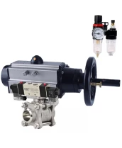 Кран шаровой DN.ru BV3232P(3pc)-FP-W-ISO-H Ду80 Ру25, полнопроходной, трехсоставной, нержавеющая сталь 316, уплотнение - PTFE, под приварку, с пневмоприводом PA-DA-105-1, пневмораспределителем 4V320-08 220В, БПВ AFC2000