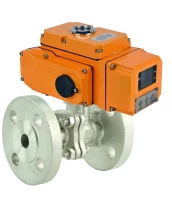 Кран шаровой DN.ru BV3232P(2pc)-FP-F-ISO-H Ду15 Ру40 полнопроходной двухходовой, нержавеющая сталь, фланцевый, уплотнение - PTFE, с электроприводом четвертьоборотным DN.ru QT-N-005EM-A1-220VAC-У1 HARK