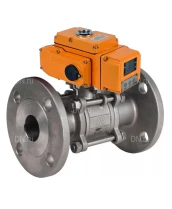 Кран шаровой DN.ru BV3232P(3pc)-FP-F-ISO-H Ду65 Ру40 полнопроходной фланцевый с ISO-фланцем, корпус - нержавеющая сталь 316, уплотнение - PTFE, с электроприводом четвертьоборотным DN.ru QT-N-010EM-A1-220VAC-У1 HARK