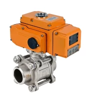 Кран шаровой DN.ru BV3232P(3pc)-FP-W-ISO-H WDVF Ду15 Ру63 полнопроходной, трехсоставной, нерж. сталь 316, уплотнение - PTFE, под приварку, с электроприводом четвертьоборотным DN.ru QT-N-005EM-A1-24VDC-У1 HARK