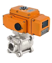 Кран шаровой DN.ru BV3232P(3pc)-FP-W-ISO-H Ду10 Ру63, полнопроходной под приварку, нержавеющая сталь SS316, уплотнение - PTFE, с электроприводом четвертьоборотным DN.ru QT-N-005EM-A1-220VAC-У1 HARK
