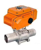 Кран шаровой DN.ru BV3232P(3pc)-FP-W-ISO-H LONG Ду10 Ру63 полнопроход., корпус - нерж.сталь 316, уплотнение - PTFE, под приварку, с 1/4-оборотным эл.приводом DN.ru QT-N-005EM-A1-220VAC-У1 c датчиком обратн. связи и входным управляющ. сигналом 4-20мА