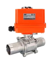 Кран шаровой DN.ru BV3232P(3pc)-FP-W-ISO-H LONG Ду10 Ру63 полнопроходной, корпус - нержавеющая сталь 316, уплотнение - PTFE, под приварку, с 1/4-оборотным электроприводом DN.ru QT-N-003EM-O1-220VAC-У1 MINI 220В