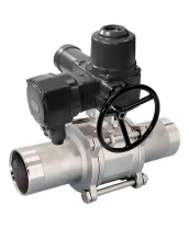 Кран шаровой DN.ru BV3131P(3pc)-FP-W-ISO-H LONG Ду65 Ру25 полнопроходной, корпус - нержавеющая сталь 304, уплотнение - PTFE, под приварку, с 1-оборотным электроприводом взрывозащищенным ГЗ-ОФВ-100/15 380В