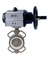 Затвор дисковый поворотный DN.ru WBV3232E-2W-Fb-H Ду150 Ру16, межфланцевый, корпус - нержавеющая сталь 316L, диск - нержавеющая сталь 316L, уплотнение - EPDM, с пневмоприводом PA-DA-105-1