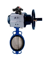Затвор дисковый поворотный DN.ru WBV1432E-2W-Fb-H Ду150 Ру16, корпус - чугун GGG50, диск - нержавеющая сталь 316L, уплотнение - EPDM, с пневмоприводом DN.ru PA-DA-105-1 двойного действия, с БКВ APL-410N EX