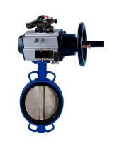 Затвор дисковый поворотный DN.ru WBV1432E-2W-Fb-H Ду150 Ру16, корпус - чугун GGG50, диск - нержавеющая сталь 316L, уплотнение - EPDM, с пневмоприводом DN.ru PA-DA-105-1 двойного действия, с пневмораспределителем 4M310-08 220В, с БКВ APL-410N EX