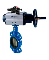 Затвор дисковый поворотный DN.ru WBV1132N-2W-Fb-H Ду125 Ру16, корпус - чугун GG25, диск - нержавеющая сталь 316L, уплотнение - NBR, с пневмоприводом DN.ru PA-DA-105-1 двойного действия, с БКВ APL-410N EX