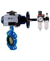Затвор дисковый поворотный DN.ru WBV1132N-2W-Fb-H Ду125 Ру16, корпус - чугун GG25, диск - нержавеющая сталь 316L, уплотнение - NBR, с пневмоприводом PA-DA-105-1 двойного действия, с пневмораспределителем 4M310-08 220В, с БКВ APL-410N EX, с БПВ AFC2000