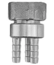 Переходник шланговый DN.ru PCH-10-3 3/4″ Дн10 Ру10, выводов -3, с накидной гайкой и хомутом, внутренняя резьба/штуцер (елочка), корпус - латунь HPb57-3, уплотнение - EPDM