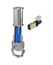 Задвижка шиберная DN.ru GVKR3131E-2W-Fb-2P Ду65 Ру16 межфланцевая, шпиндель - выдвижной, корпус - нержавеющая сталь 304, шибер - нержавеющая сталь 304, уплотнение - EPDM, WENZ, с пневмоприводом и пневмораспределителем 4V210-08 24B KUOIN