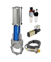 Задвижка шиберная DN.ru GVKR3131E-2W-Fb-2P Ду65 Ру16 межфланцевая, шпиндель - выдвижной, корпус - нерж.сталь 304, шибер - нерж.сталь 304, уплотнение - EPDM,WENZ, пн/привод, пн/распредел 4V210-08 220В KUOIN, индукц.датчики LJ12A3-4-J/EZ 220В и БПВ AFC2000