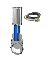 Задвижка шиберная DN.ru GVKR3131E-2W-Fb-2P Ду50 Ру16 межфланцевая, шпиндель - выдвижной, корпус - нержавеющая сталь 304, шибер - нержавеющая сталь 304, уплотнение - EPDM, WENZ, с пневмоприводом и индукционными датчиками LJ12A3-4-J/EZ 220В