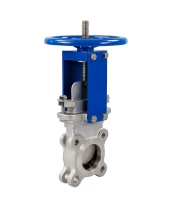 Задвижка шиберная DN.ru GVKR3131M-1W-Fb-S Ду80 Ру16 односторонняя, межфланцевая, шпиндель - выдвижной, корпус - нержавеющая сталь 304, шибер - нержавеющая сталь 304, уплотнение - металл, управление - штурвал, WENZ