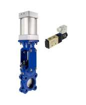 Задвижка шиберная DN.ru GVKR3431M-1W-Fb-2P Ду100 Ру16 односторонняя, межфланцевая, шпиндель - выдвижной, корпус - сталь WCB, шибер - нержавеющая сталь 304, уплотнение - металл, WENZ, с пневмоприводом и пневмораспределителем 4V210-08 220В KUOIN