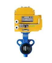 Затвор дисковый поворотный DN.ru WBV0232E-2W-Fb-H Ду25 Ру16 корпус - алюминиевый сплав, диск - нержавеющая сталь 316L, уплотнение - EPDM, с электроприводом DN.ru QT-N-005EM-O1-220VAC-У1