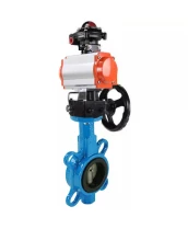Затвор дисковый поворотный DN.ru WBV1413E-2W-Fb-H Ду125 Ру16, корпус - чугун GGG50, диск - чугун GGG40, уплотнение - EPDM, с пневмоприводом PA-DA-105, БКВ APL-410N EX и ручным дублером MON2-450-T28-ISO
