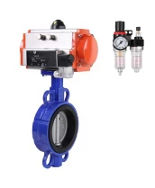 Затвор дисковый поворотный DN.ru WBV1432E-2W-Fb-H Ду250 Ру16, корпус - чугун GGG50, диск - нержавеющая сталь 316L, уплотнение - EPDM, с пневмоприводом DN.ru PA-DA-140 двойного действия, с пневмораспределителем 4V320-08 220В, с БПВ AFC2000
