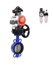 Затвор дисковый поворотный DN.ru WBV1413E-2W-Fb-H Ду125 Ру16, корпус - чугун GGG50, диск - чугун GGG40, уплотнение - EPDM, с пневмоприводом PA-DA-105, пневмораспределителем 4M310-08 220В, ручным дублером MON2-450-T28-ISO, БПВ AFC2000 и БКВ APL-510N EX
