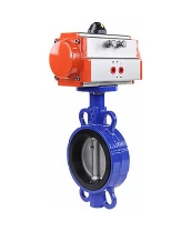 Затвор дисковый поворотный DN.ru WBV1132N-2W-Fb-H Ду40 Ру16, корпус - чугун GG25, диск - нержавеющая сталь 316L, уплотнение - NBR, с пневмоприводом DN.ru PA-DA-052 двойного действия