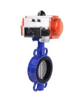Затвор дисковый поворотный DN.ru WBV1132N-2W-Fb-H Ду40 Ру16, корпус - чугун GG25, диск - нержавеющая сталь 316L, уплотнение - NBR, с пневмоприводом DN.ru PA-DA-052 двойного действия, с пневмораспределителем 4V320-10 220В