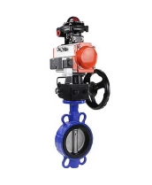 Затвор дисковый поворотный DN.ru WBV1132N-2W-Fb-H Ду40 Ру16, корпус - чугун GG25, диск - нержавеющая сталь 316L, уплотнение - NBR, с пневмоприводом DN.ru PA-DA-052, с пневмораспределителем 4M310-08 220В, с БКВ APL-210N, с ручным дублером MON1-250-T26-ISO