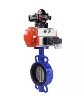 Затвор дисковый поворотный DN.ru WBV1432N-2W-Fb-H Ду40 Ру16, корпус - чугун GGG50, диск - нержавеющая сталь 316L, уплотнение - NBR, с пневмоприводом DN.ru PA-DA-052 двойного действия, с пневмораспределителем 4M310-08 220В, с БКВ APL-410N EX