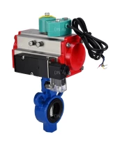 Затвор дисковый поворотный DN.ru WBV0232E-2W-Fb-H Ду25 Ру16 межфланцевый, корпус - алюминиевый сплав, диск - нержав.сталь 316L, уплотнение - EPDM, с пневмоприводом PA-SA-083, пневмораспределителем 4M310-08 220В NAMUR и магнитным переключателем ALS200D