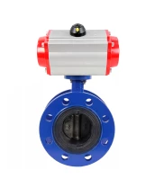 Затвор дисковый поворотный DN.ru WBV1331E-2W-F-H Ду50 Ру16 фланцевый, корпус - чугун GGG40, диск - нержавеющая сталь 304, уплотнение - EPDM, с пневмоприводом DN.ru PA-DA-105 двойного действия