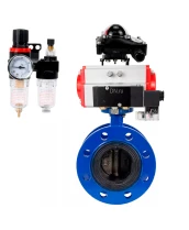 Затвор дисковый поворотный DN.ru WBV1331E-2W-F-H Ду50 Ру16 фланцевый, корпус - чугун GGG40, диск - нержавеющая сталь 304, EPDM, с пневмоприводом DN.ru PA-DA-105, пневмораспределителем DN.ru 4M310-08 220В, БКВ DN.ru APL-210N и БПВ DN.ru AFC2000