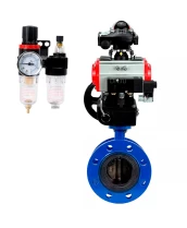 Затвор дисковый поворотный DN.ru WBV1331E-2W-F-H Ду50 Ру16 фланцевый, чугун GGG40/нержавеющая сталь 304, EPDM, с пневмоприводом DN.ru PA-DA-105, пневмораспределителем 4M310-08 220В, БКВ APL-210N, ручным дублером MON3-700-T38-ISO и БПВ AFC2000