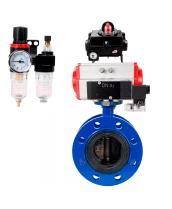 Затвор дисковый поворотный DN.ru WBV1331E-2W-F-H Ду50 Ру16 фланцевый, корпус - чугун GGG40, диск - нержавеющая сталь 304, EPDM, с пневмоприводом DN.ru PA-DA-105, пневмораспределителем DN.ru 4M310-08 220В, БКВ DN.ru APL-410N EX и БПВ DN.ru AFC2000