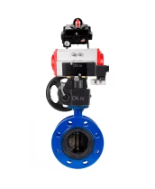 Затвор дисковый поворотный DN.ru WBV1331E-2W-F-H Ду50 Ру16 фланцевый, корпус - чугун GGG40, диск - нержавеющая сталь 304, EPDM, с пневмоприводом DN.ru PA-DA-105, пневмораспределителем 4M310-08 220В, БКВ APL-410N EX и ручным дублером MON3-700-T38-ISO