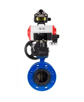 Затвор дисковый поворотный DN.ru WBV1331E-2W-F-H Ду50 Ру16 фланцевый, корпус - чугун GGG40, диск - нержавеющая сталь 304, EPDM, с пневмоприводом DN.ru PA-DA-105, пневмораспределителем 4M310-08 220В, БКВ APL-510N EX и ручным дублером MON3-700-T38-ISO