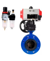 Затвор дисковый поворотный DN.ru WBV1331E-2W-F-H Ду50 Ру16 фланцевый, чугун GGG40, нержавеющая сталь 304, EPDM, с пневмоприводом DN.ru PA-DA-105, пневмораспределителем DN.ru 4M310-08 220В, ручным дублером DN.ru MON3-700-T38-ISO и БПВ DN.ru AFC2000