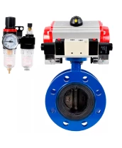 Затвор дисковый поворотный DN.ru WBV1331E-2W-F-H Ду50 Ру16 фланцевый, корпус - чугун GGG40, диск - нержавеющая сталь 304, уплотнение - EPDM, с пневмоприводом DN.ru PA-DA-105, пневмораспределителем DN.ru 4V320-08 220В и БПВ DN.ru AFC2000