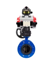 Затвор дисковый поворотный DN.ru WBV1331E-2W-F-H Ду50 Ру16 фланцевый, корпус - чугун GGG40, диск - нержавеющая сталь 304, EPDM, с пневмоприводом DN.ru PA-DA-105, пневмораспределителем 4V320-08 220В, БКВ APL-510N EX и ручным дублером MON3-700-T38-ISO