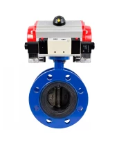 Затвор дисковый поворотный DN.ru WBV1331E-2W-F-H Ду80 Ру16 фланцевый, корпус - чугун GGG40, диск - нержавеющая сталь 304, уплотнение - EPDM, с пневмоприводом DN.ru PA-DA-105 и пневмораспределителем DN.ru 4V320-08 220В
