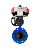 Затвор дисковый поворотный DN.ru WBV1331E-2W-F-H Ду50 Ру16 фланцевый, корпус - чугун GGG40, диск - нержавеющая сталь 304, EPDM, с пневмоприводом DN.ru PA-DA-105, пневмораспределителем DN.ru 4V320-08 220В и ручным дублером DN.ru MON3-700-T38-ISO
