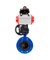 Затвор дисковый поворотный DN.ru WBV1331E-2W-F-H Ду50 Ру16 фланцевый, корпус - чугун GGG40, диск - нержавеющая сталь 304, уплотнение - EPDM, с пневмоприводом DN.ru PA-DA-105, БКВ DN.ru APL-410N EX и ручным дублером DN.ru MON3-700-T38-ISO