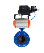 Затвор дисковый поворотный DN.ru WBV1331E-2W-F-H Ду80 Ру16 фланцевый, корпус - чугун GGG40, диск - нержавеющая сталь 304, уплотнение - EPDM, с пневмоприводом DN.ru PA-DA-105 и позиционером DN.ru YT-1000RSN без обратной связи
